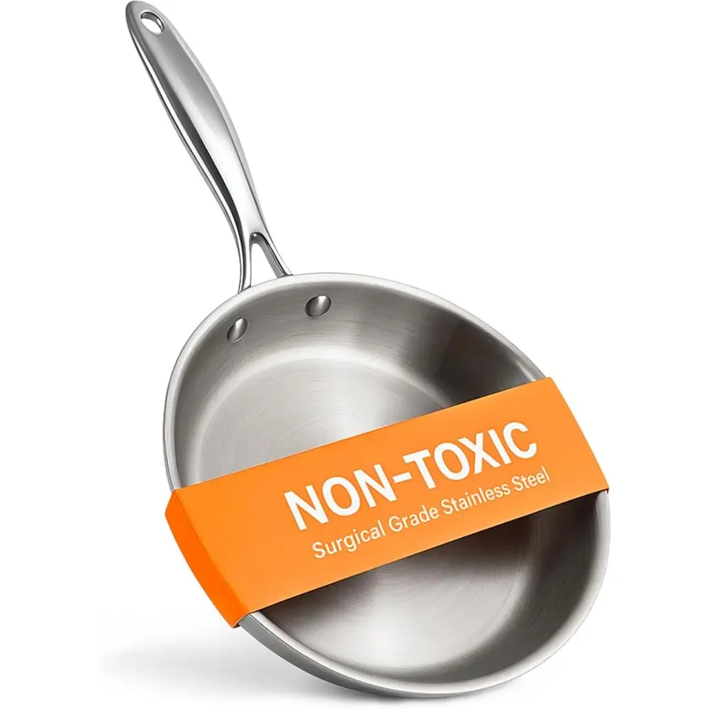 

Нетоксичная 11-дюймовая сковорода из хирургической нержавеющей стали, герметизирующая или жесткая и даже нагрев, POA-ree, индукционная совместимость, духовка Sae до 500