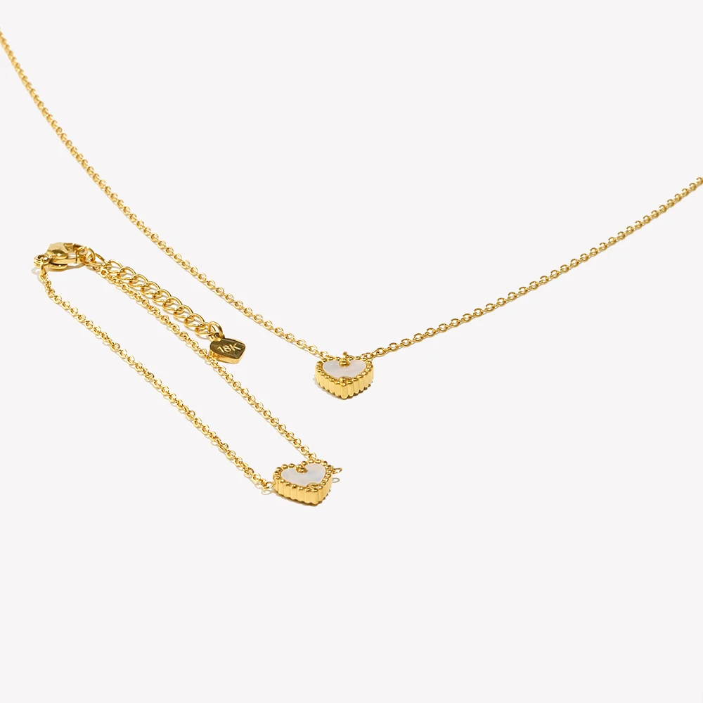 E.B.belle Single Shell Love Bracelet Necklace Set