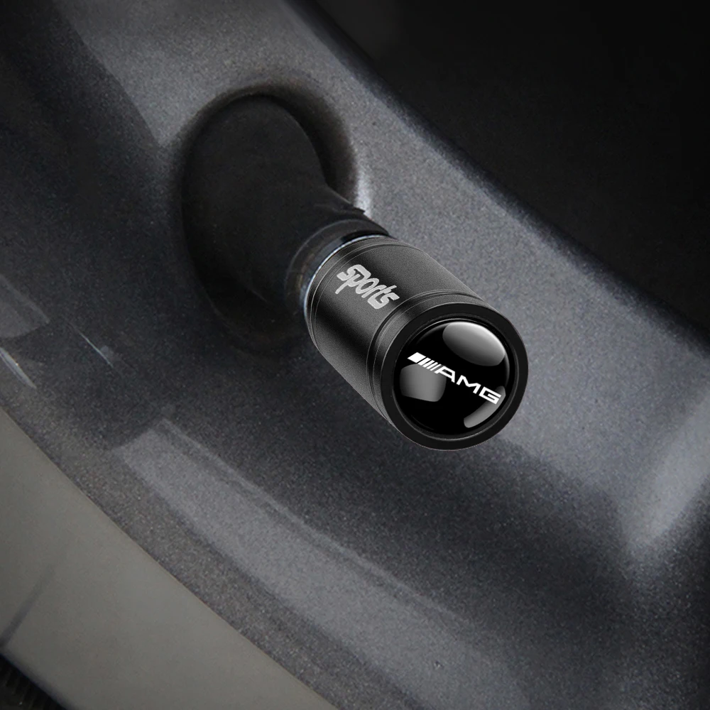 4PCS Car Metal Wheel Tire Valve Air Stem Cap For Mercedes Benz AMG A B C D M S R Class GLA CLA GLB GLC W222 C180 Smart Fortwo