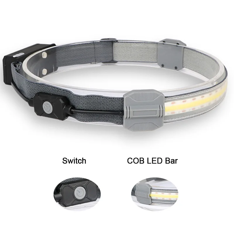 Portable COB Floodlight LED Headlamp Built-in 1200mah Battery USB Rechargeable Headlight Outdoor Camping Fishing Head Flashlight