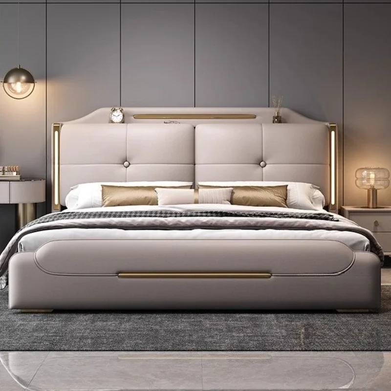 

lit intelligent queen Single bed 220x200 cm king frames headboard luxury Full size bed cosy home slaapkamer meubels furniture