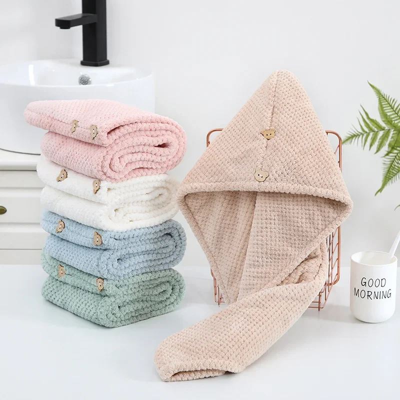 CANBOUN Gorro para el cabello seco Gorro de ducha para mujer Secado rápido Fuerte absorción de agua Sauna engrosada Toalla para el cabello seco