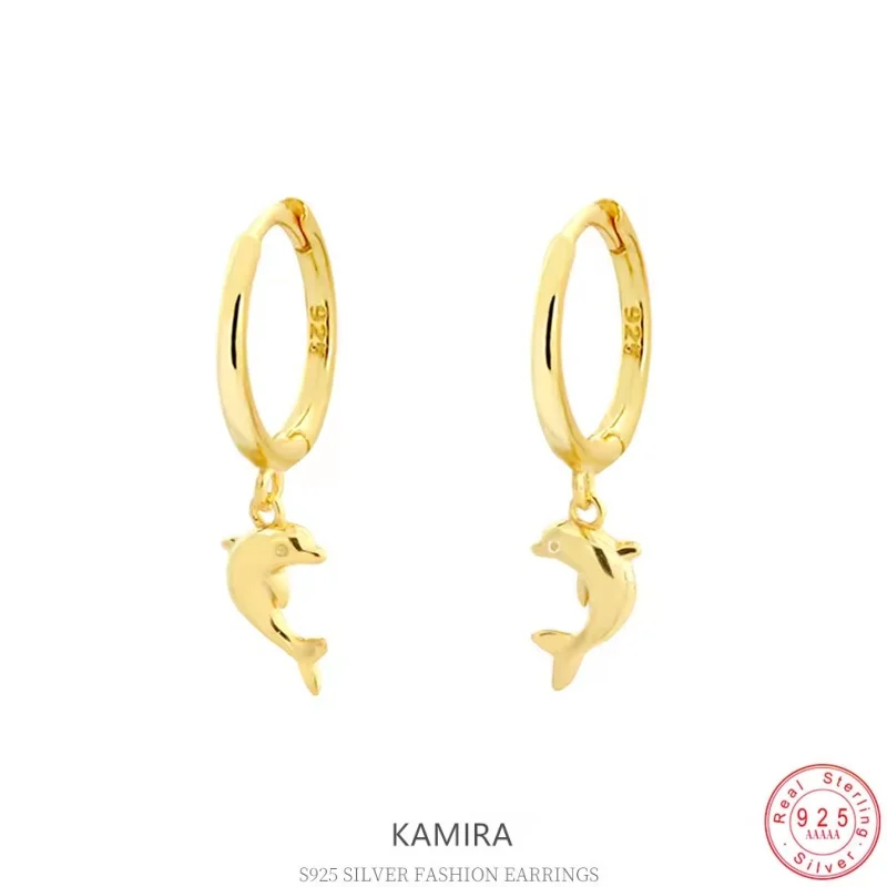 

KAMIRA 925 Sterling Silver Girls Gifts Accessories Cute Dolphin Pendant Earrings for Women Fashion Elegant Design Fine Jewelry