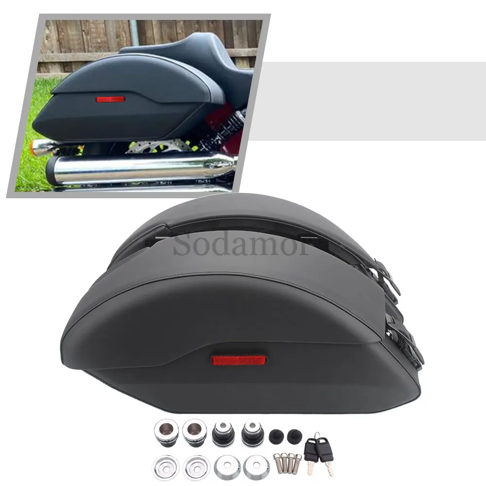 

Motorcycle Rear Semi Rigid Saddlebags Side Box Trunk /Mounting Spool Kit 1.5 Liters Black Fit For Indian Scout Sixty 2016-2023