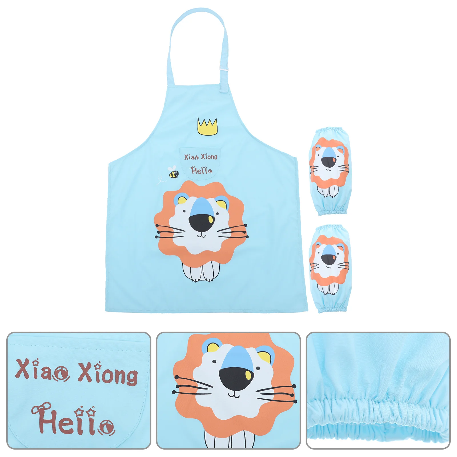 

1Set Kids Waterproof Painting Smock Adjustable Sleeve Apron Four Pockets for Drawing Painting Baking Cooking Kids Apron