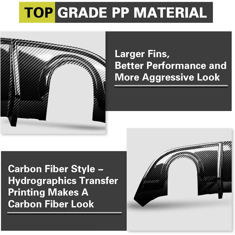 Diffuseur arrière compatible avec 20152023 Dodge Charger Scat SRT Daytona GT R T modèles non larges cantonnière pare-chocs arrière lèvre Splitte