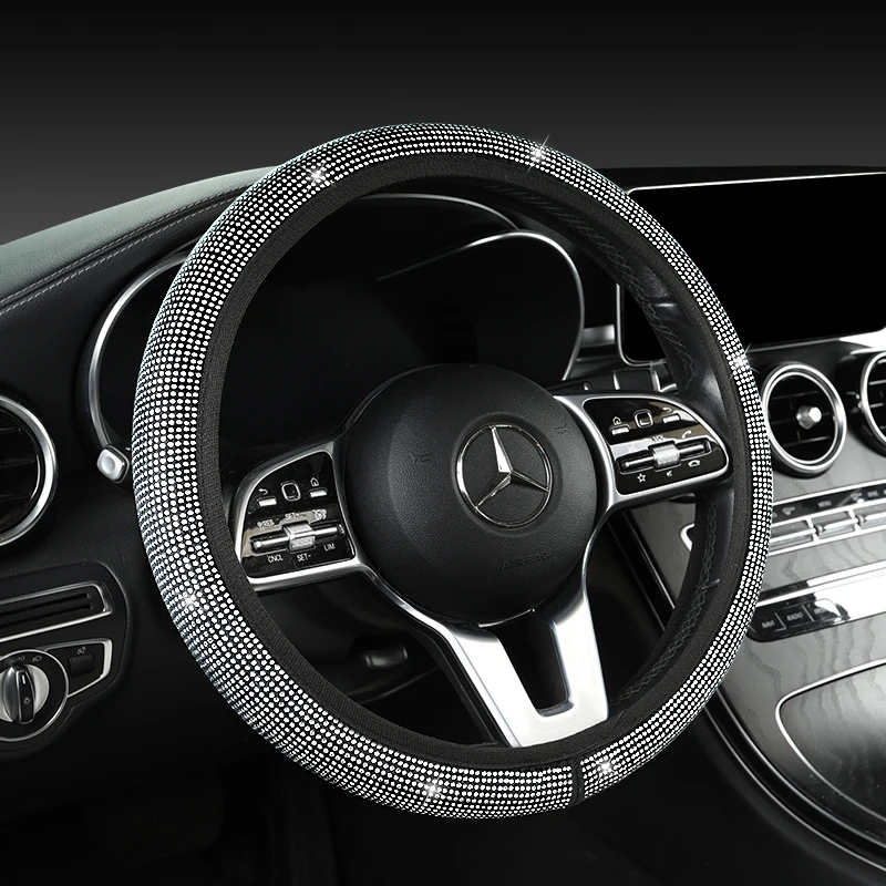 

Universal 2025 Fashion Diamond Car Steering Wheel Cover Anti-Slip Four Seasons Flashy Car Accessory Wheel Handle Cover