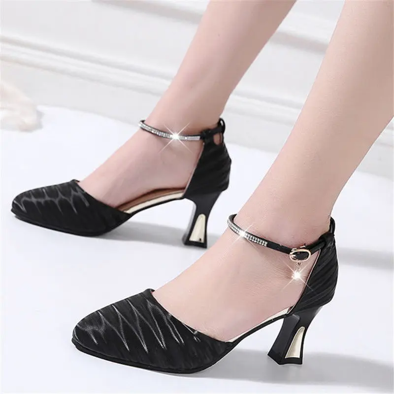 Cresfimix-zapatos de tacón alto con punta estrecha para mujer, sin cordones calzado cómodo, plata, boda, E5044