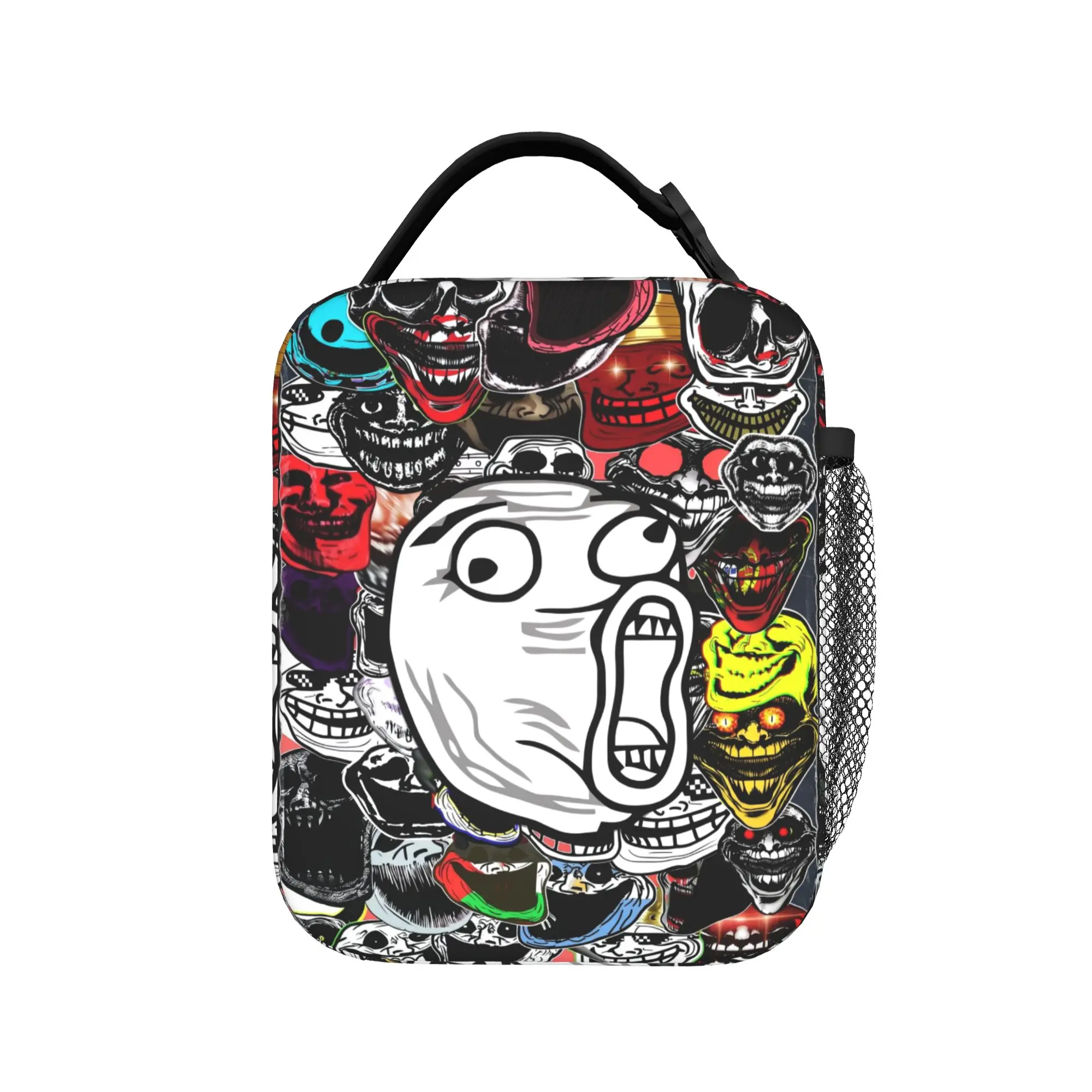 Trollface Rage Comic Meme Image Of A Character Lunch Bag Lunch Box School Thermal Lunch Bags For Unisex Oxford Cooler Bag