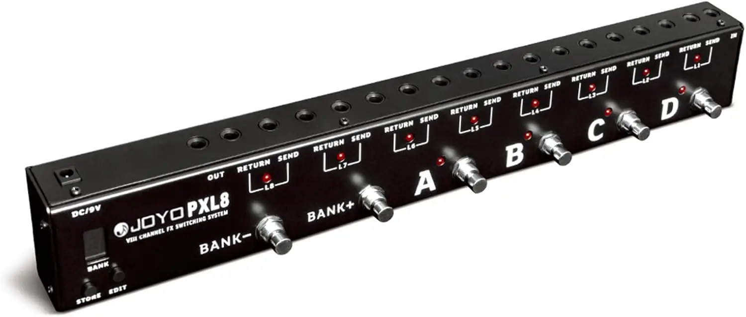

8 Loop Programmable Guitar Pedal Switcher with True Bypass, 32 Presets, 300mA Power