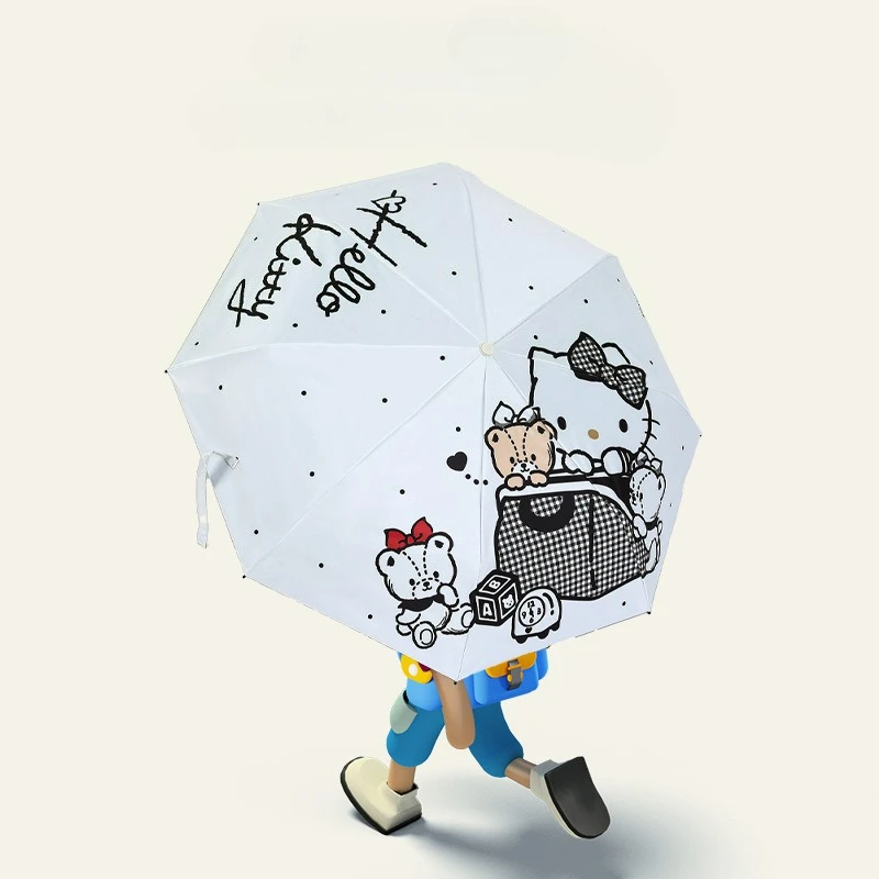 Japanese Sanrio Hello Kitty Automatic Umbrella Girls Kawaii UV Protection Black Coating Sun Parasol New Hot Plus for You view 3