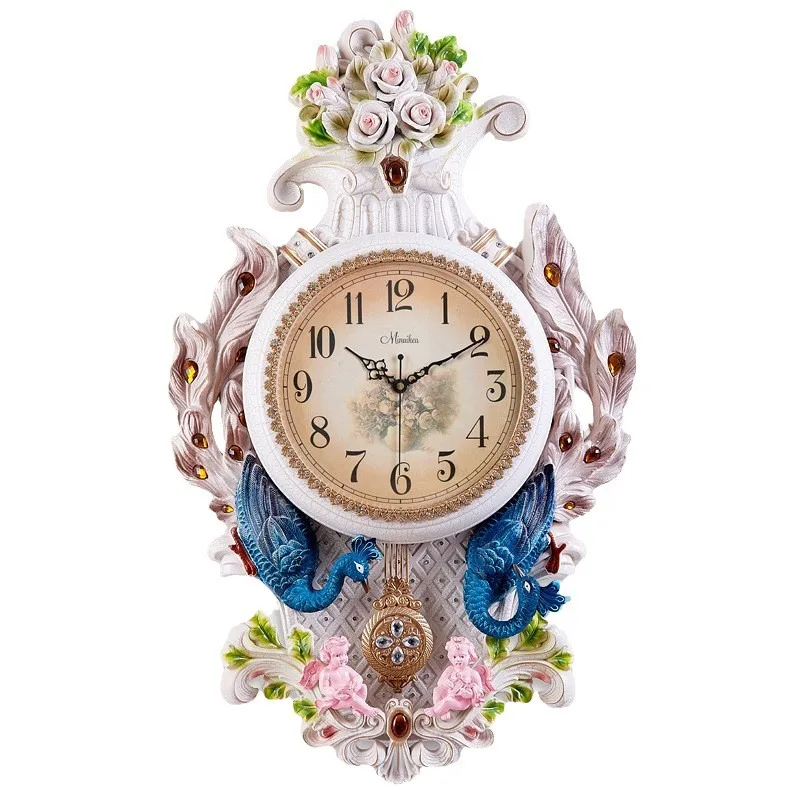 

American elephant living room creative wall retro European silent decorative quartz pendulum pastoral wall clock