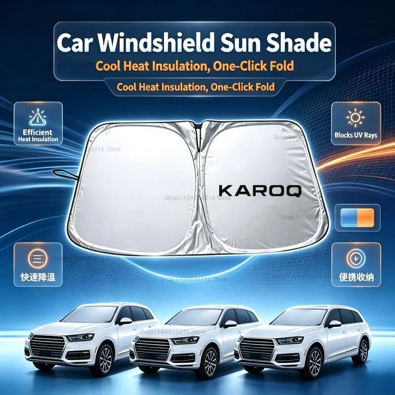 Car Windshield Sun Shade Foldable Aluminum Foil Sun Visor Auto Front Window Sunshade UV Protection For Skoda Karoq Accessories