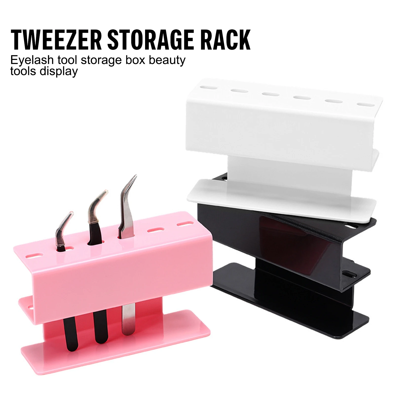 Soporte de pinzas acrílicas de 6 agujeros para herramientas de extensión de pestañas, estuche de almacenamiento, organizador de salón de belleza, soporte de exhibición, caja de almacenamiento