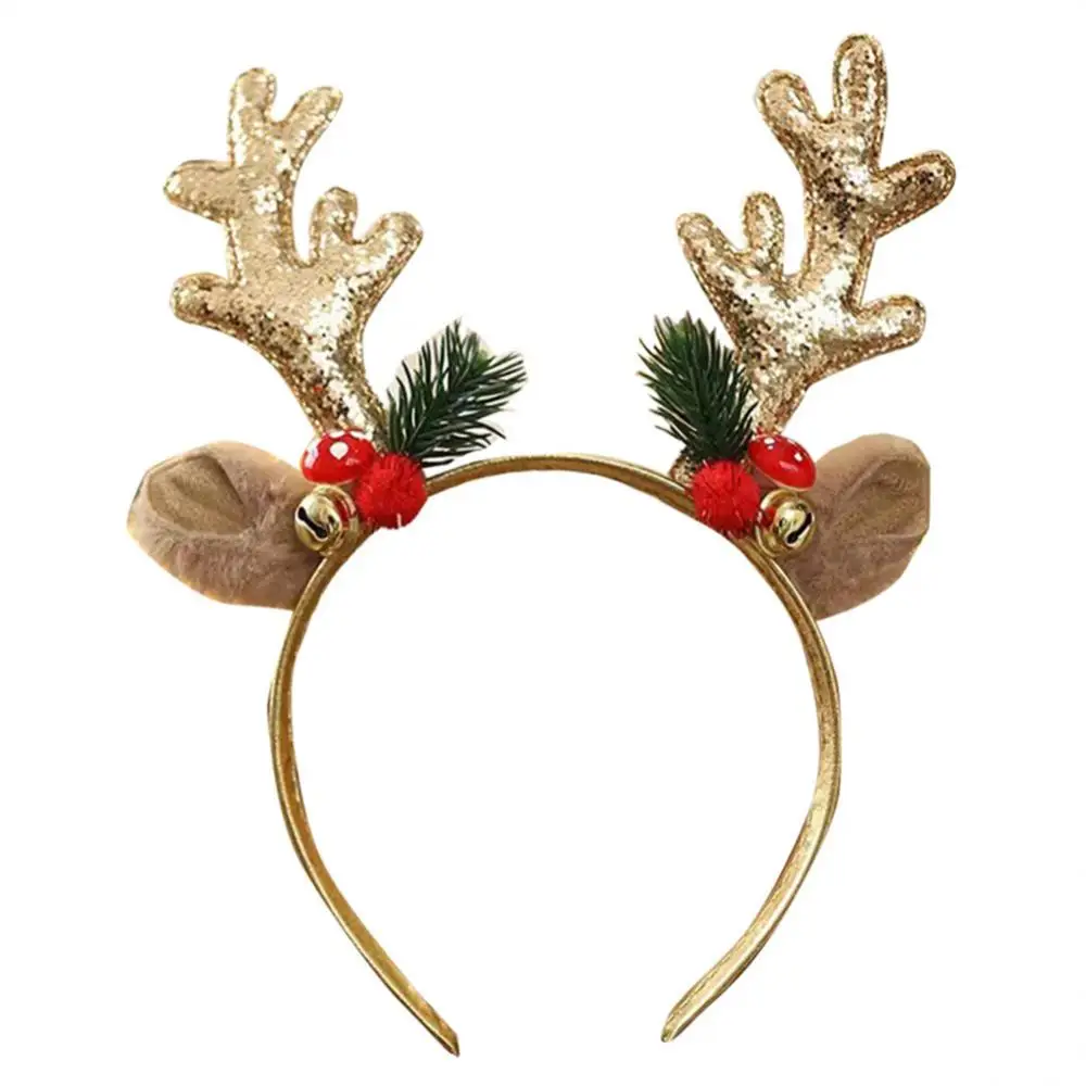 Bell Headband Non-toxic And Odorless Reusable Gold Length 23cm Headwear Deer Antler Buckle Comfortable To Wear Set Up Props Red