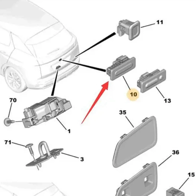 9676028380 Trunk Switch Back Door Switch Back Door Button For Peugeot 3008 5008 RCZ Citroen C3 C4 C5 Picasso DS5 DS6