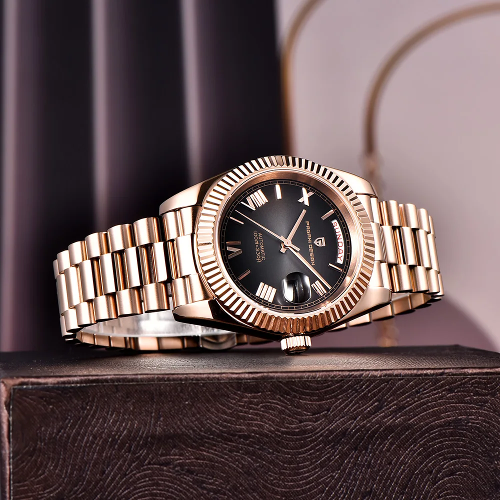 2025 Nuovo PAGANI DESIGN Orologio da uomo in oro rosa Orologi meccanici da uomo Orologi automatici per uomo Top Brand AR Orologio a specchio con zaffiro