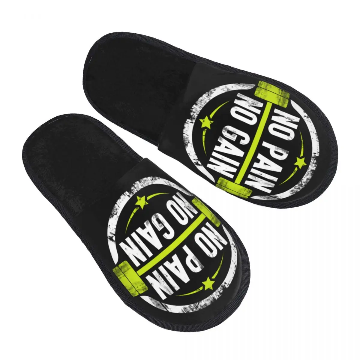 Custom No Pain No Gain Guest Slippers for Spa Women Bodybuilding Fitness Gym House Slipper