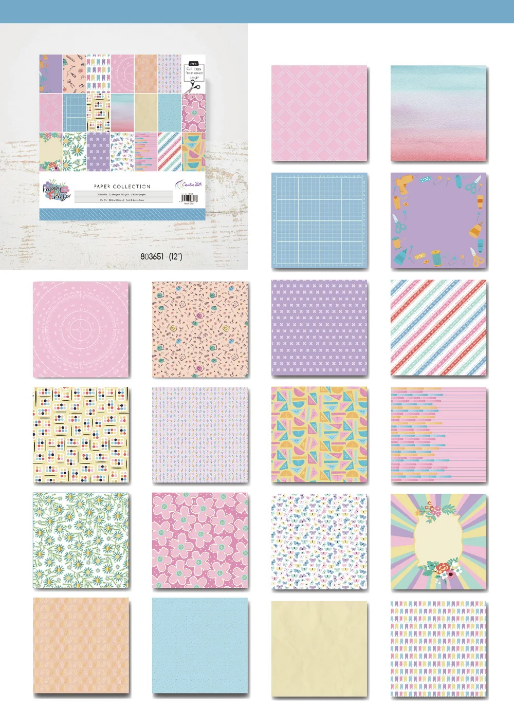 Creative Path 9-teiliges Happy Crafter Scrapbooking-Journaling-Set mit Dekorationspapier, Stanzformen und Verzierungen für DIY-Bastelarbeiten – Detail 3