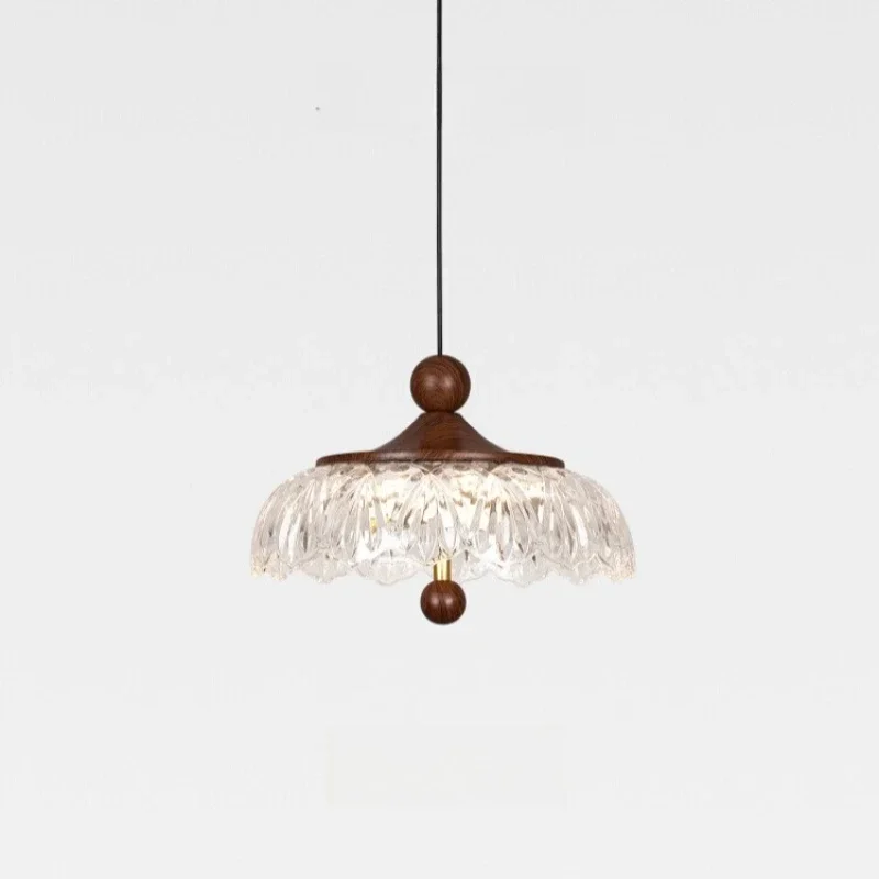 French medieval light luxury glacier water drop restaurant chandelier retro walnut pattern bedroom bedside chandelier corridor