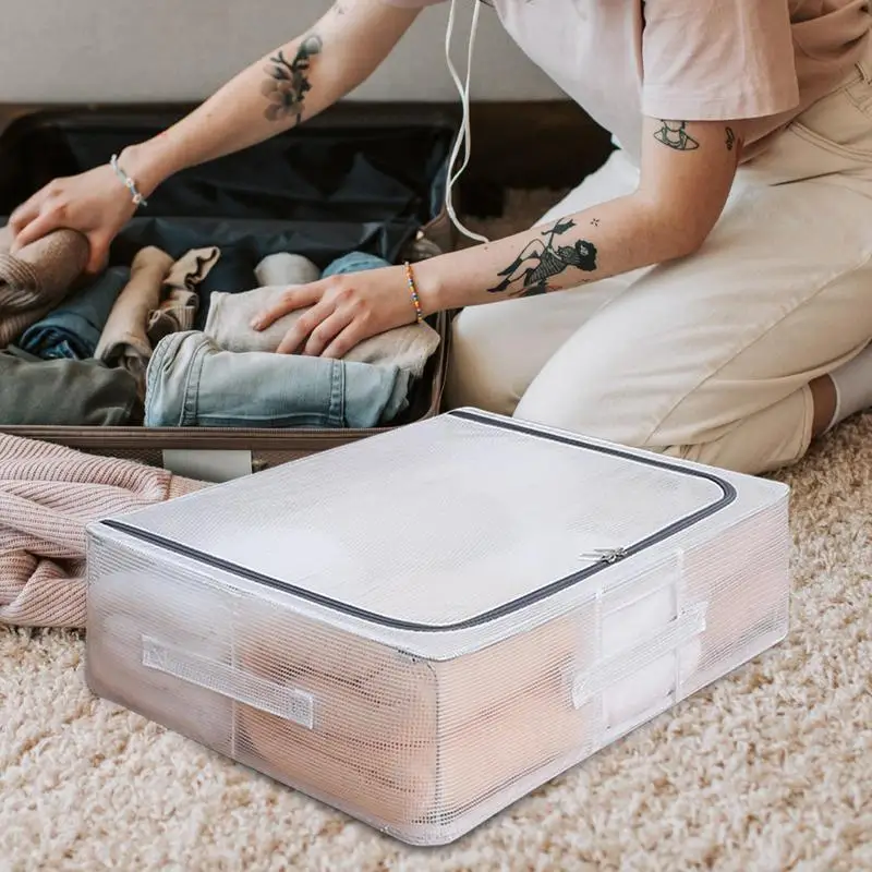 

Closet Storage Boxes With Metal Frame Stackable Clothes Storage Bins Large Capacity Storage Container For Toys Books Crafts