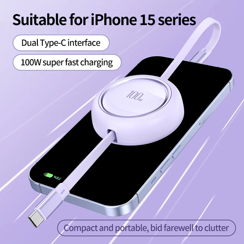 Scalable and portable super fast charging mobile data cable, suitable for iPhone 15/Samsung/Xiaomi/Huawei charging cables