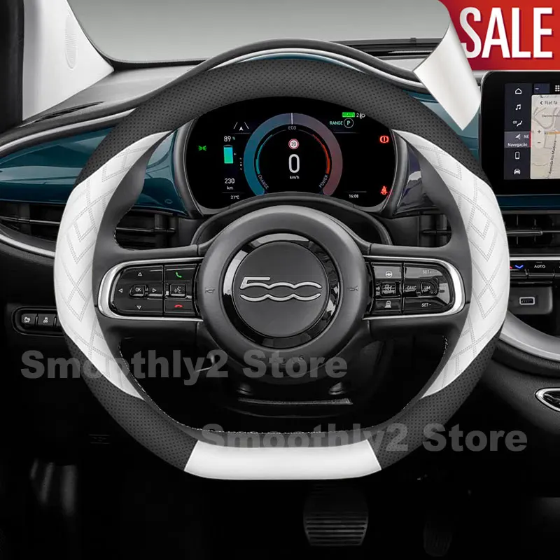 36CM Car Steering Wheel Cover For FIAT 500e 500 600 600e 2023 2024 2025 2026 Interior Accessories