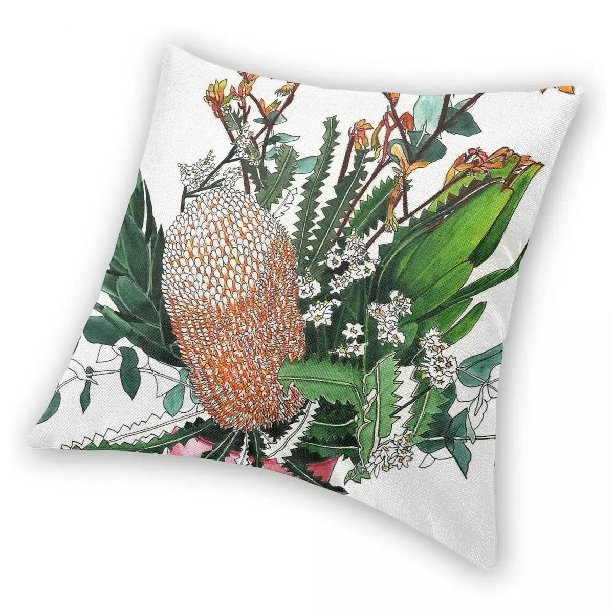 الأصلي Banksia الكنغر باو ساحة المخدة البوليستر الكتان المخملية المطبوعة البريدي ديكور رمي كيس وسادة غطاء وسادة المنزل