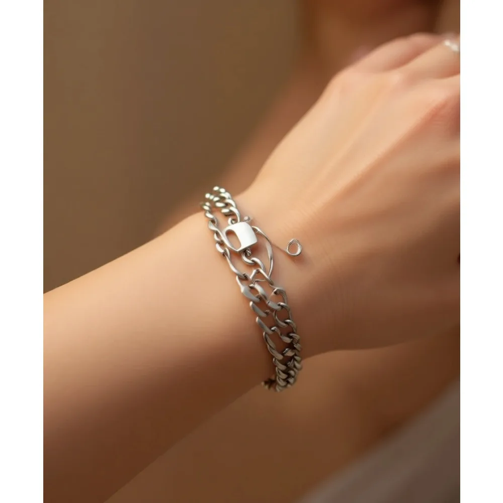 

Набор из 5-7 унисекс-браслетов из нержавеющей стали с кубинским плетением, длина 6,5-9 дюймов