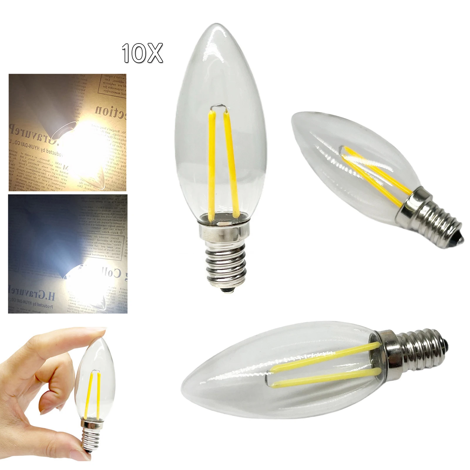 10X 2w E14 E12 C25 นำหลอดไฟเทียนหลอดไฟ LED โคมไฟฐาน AC / 110v / 220v กลางคืน 3000k / 6000k 360 องศา / มุม 20w / เทียบเท่า