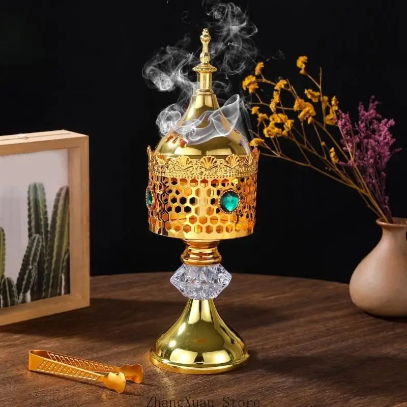 Metal Hollowout Incenses Burners With Safe Handling Tongs Ashes Catcher Frankincense Resin Censers For Christian Church, Home