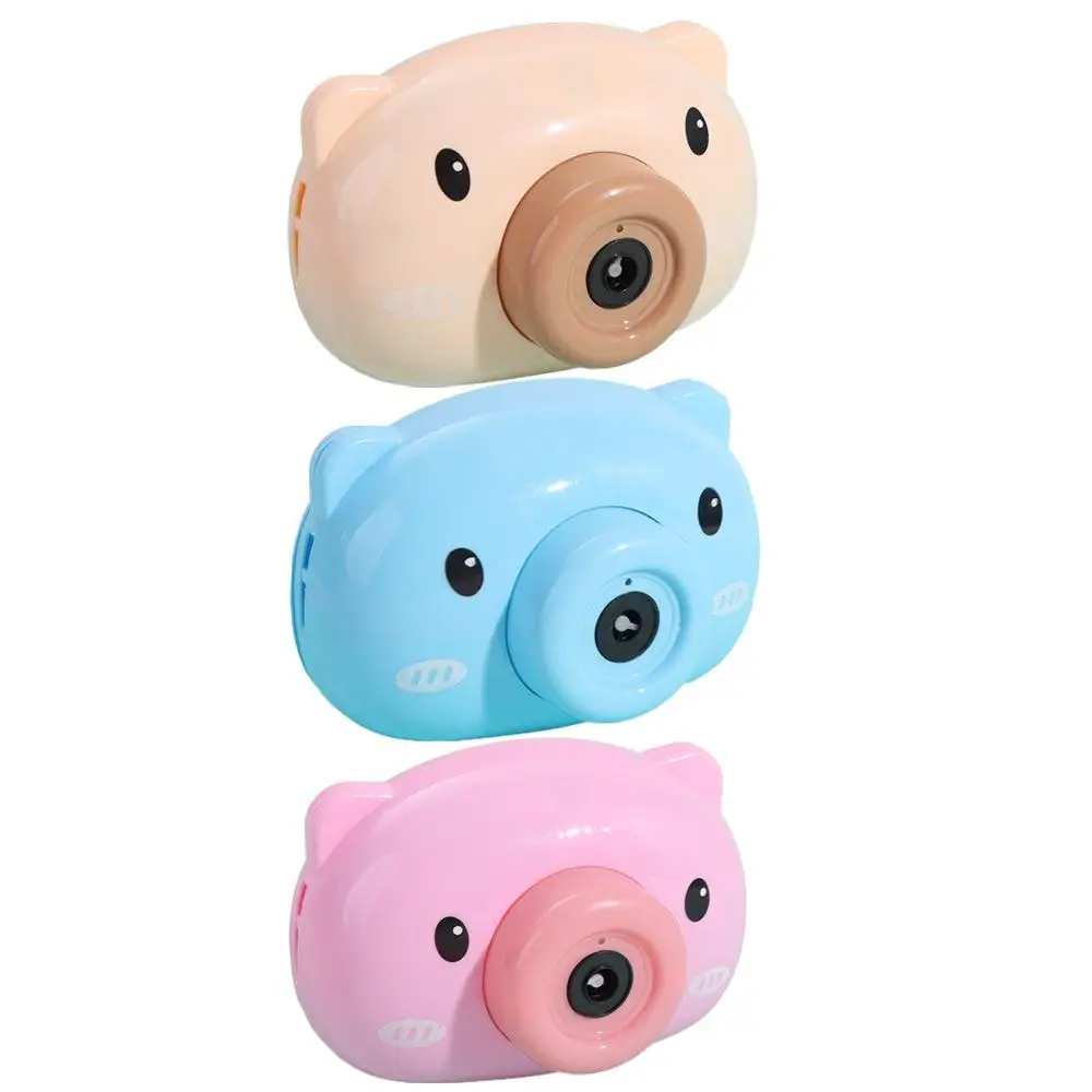 面白い耐久性のある子供用シャボン玉マシン漫画カメラ型シャボン玉メーカー自動豚漫画シャボン玉吹き出し機女の子男の子