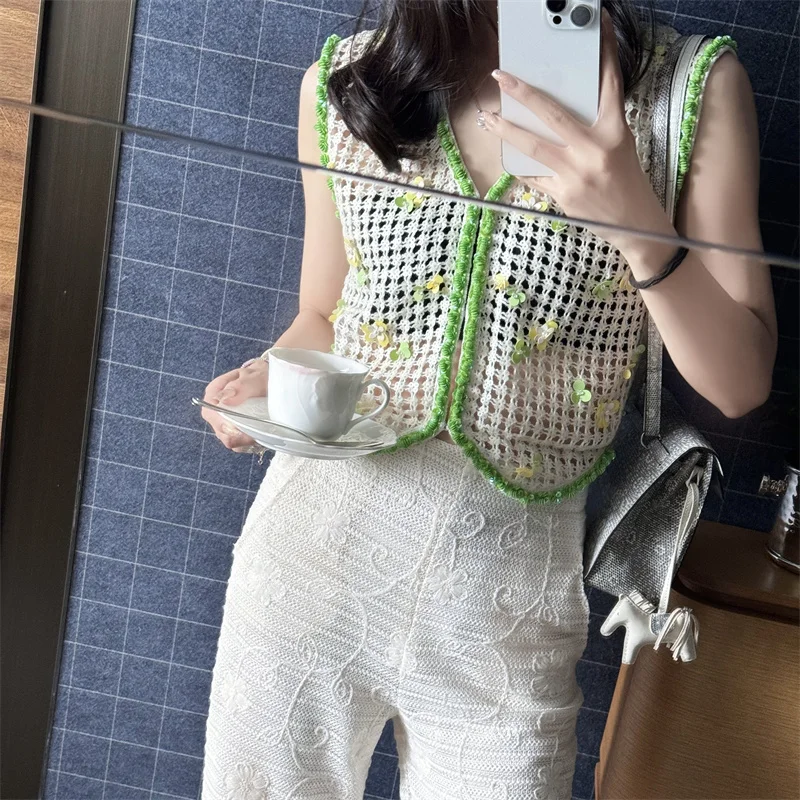 

Nothing Nine iny Sequin Knitted Vest Women's Summer Faion Sparkling Top Glitter Vest Bright Sequin Knitwear