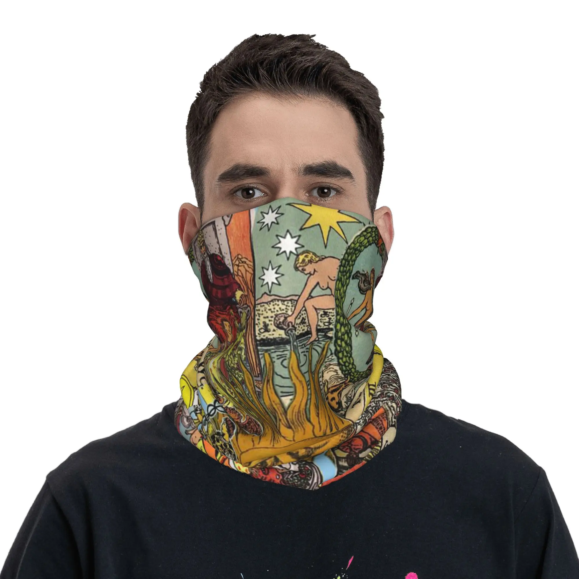 The Sun Tarot Card Patch Print Bandana Neck Gaiter Printed Wrap Mask Scarf Multifunction Face Mask Riding For Men Women Adult