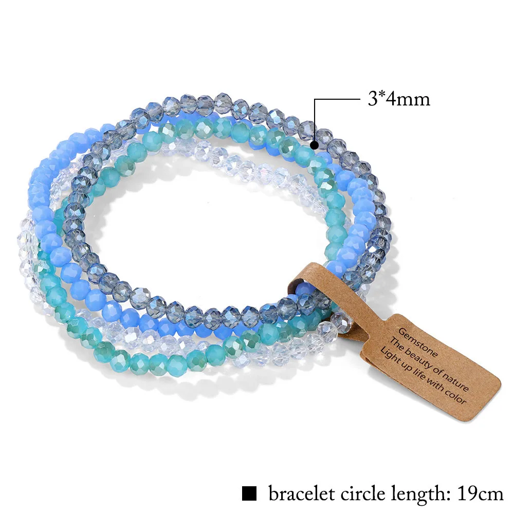 Hot Faceted Crystal Beaded Bracelets Women Men Shiny Glass Bracelet With Wish Tag Jewelry Female Bangles Y2K Friend Party