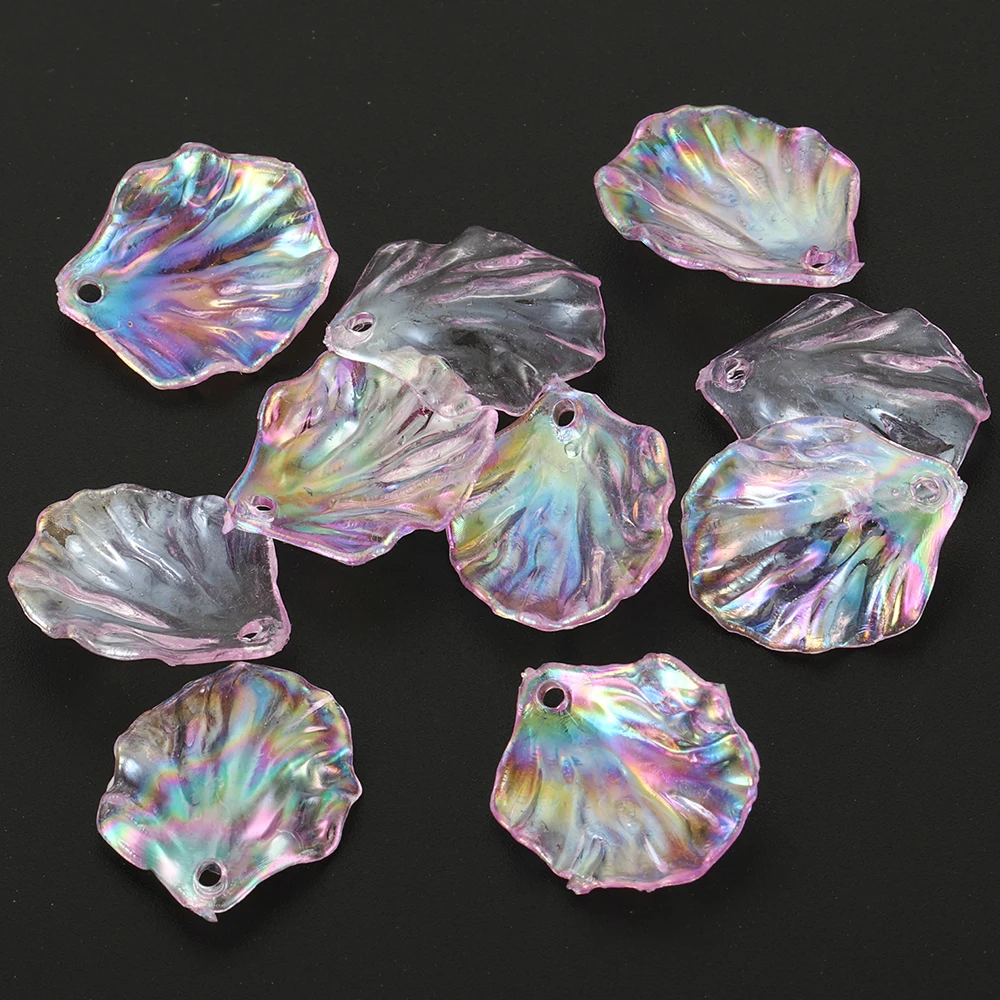 100pcs 17x20mm Acrylic Shell Petal Peony Piece Flower Charms Pendants DIY Earrings Bracelet Necklace Jewelry Making Wholesale