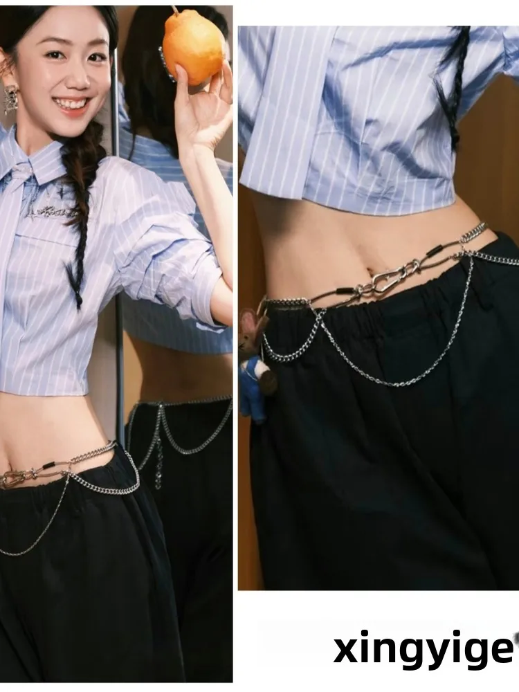 メタルウエストチェーンベルト-レディース装飾ファッションアクセサリー-パンツやスカートに合う-夏2025新作-多用途チタン製留め金具