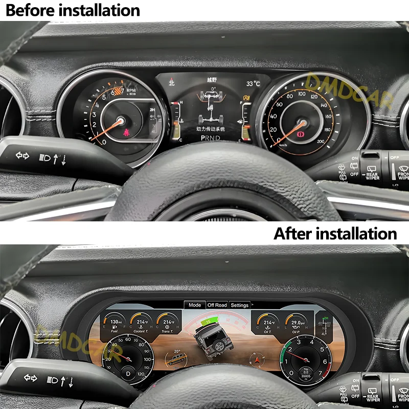 12.3 Inch Car Digital Dashboard Cluster Speedmeter Display LCD Instrument panel Screen CockPit For Jeep Wrangler 2018-2023