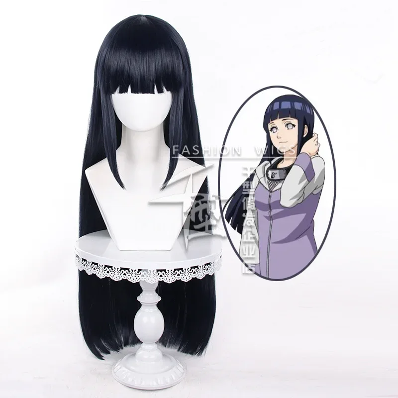 Hyuga Hinata Cosplay Wig Anime Long Straight Blue Black Wigs Heat Resistant Synthetic Hair Halloween Party