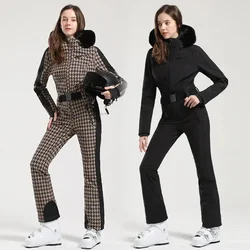 Monos de Snowboard de una pieza para mujer, traje de esquí, chaqueta cálida para exteriores, conjunto deportivo de esquí impermeable a prueba de viento, novedad de 2025