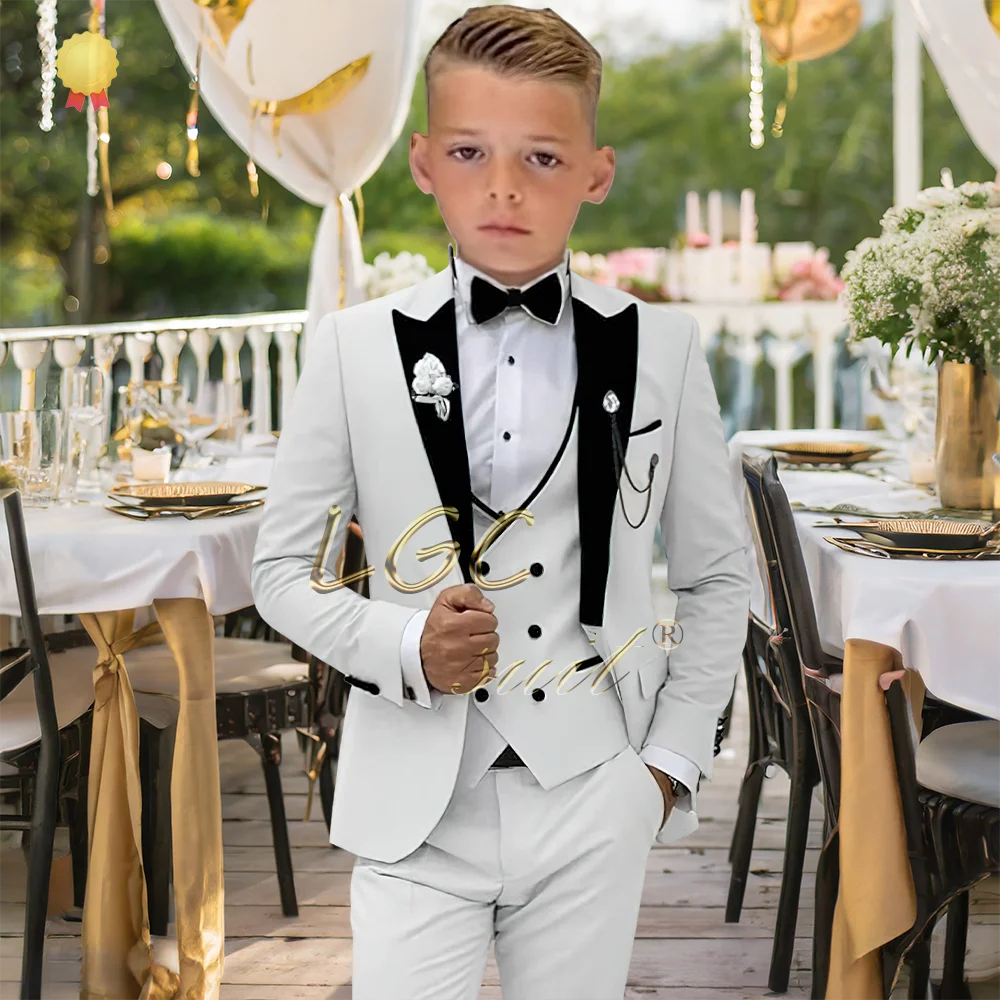 3-piece black velvet collar suit and tailcoat for boys, customized wedding party, boys' birthday formal set for ages 3-16