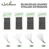 Extensiones de pestañas en forma de W NATUHANA 3D 4D 5D 6D W en forma de trébol negro marrón hecho a mano ventiladores de volumen prefabricados extensiones de pestañas