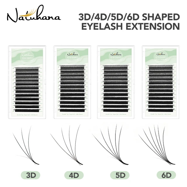 NATUHANA W Shape Eyelashes Extensions 3D 4D 5D 6D W Shaped Brown Black Clover Ręcznie wykonane wstępnie wykonane przedłużanie rzęs Volume Fans