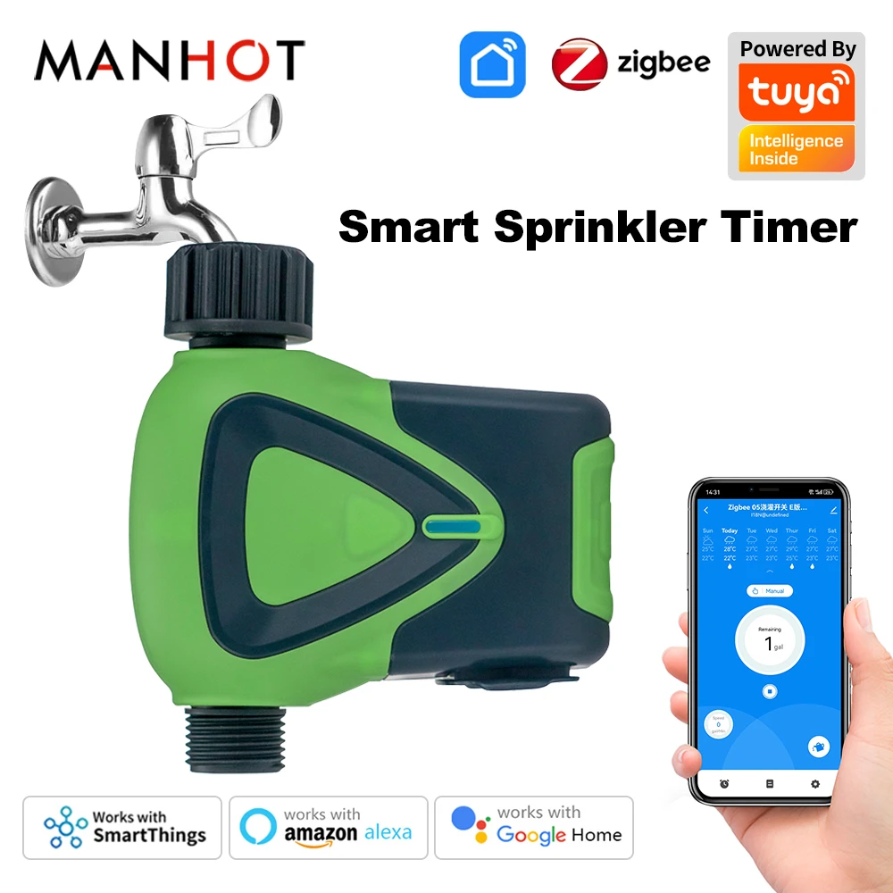 

Умный спринклер Tuya Zigbee, таймер для сада, автоматическая система орошения, программатор, таймер полива, дистанционное управление, Alexa Google