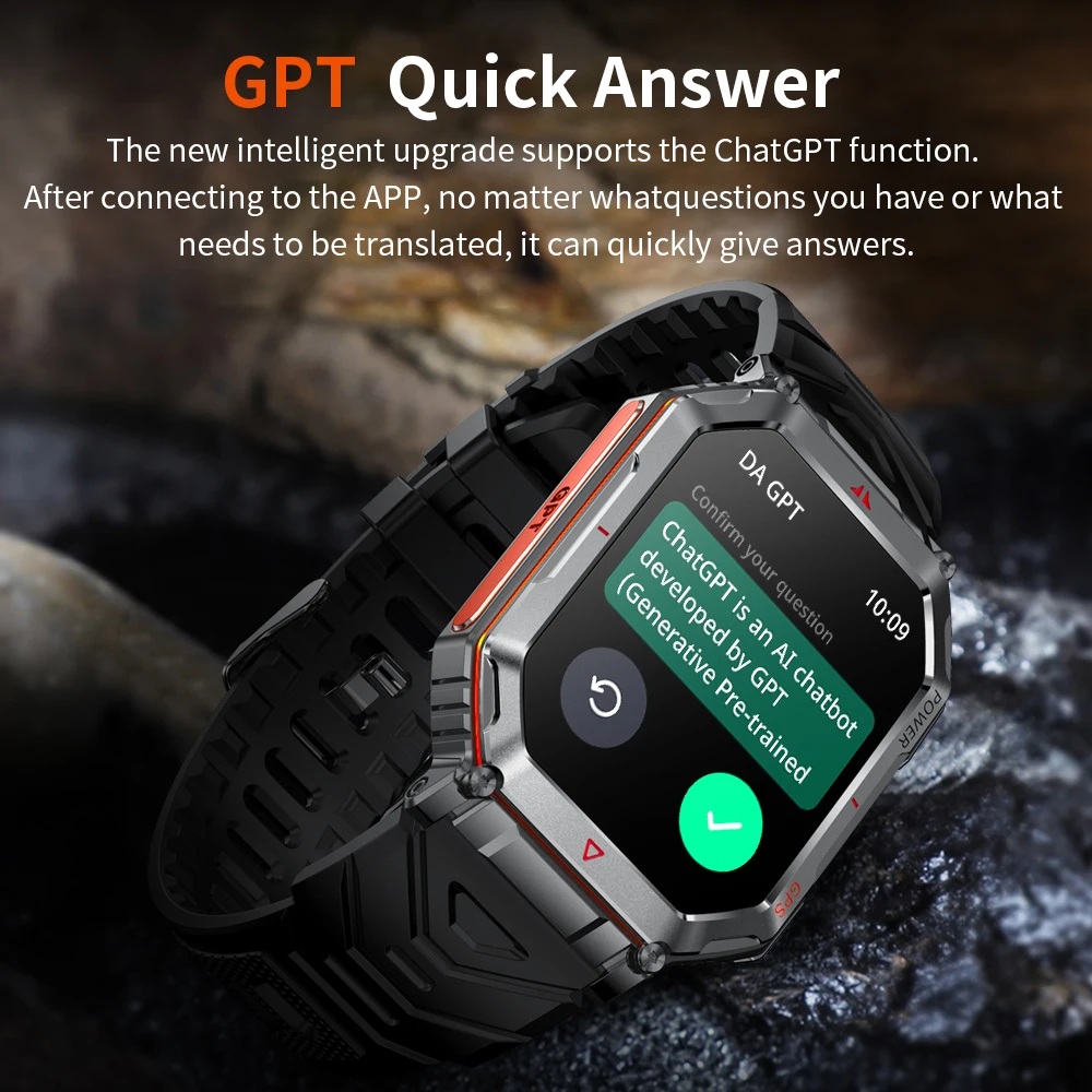 Rainbuvvy KR92 GPS الرياضة ساعة ذكية 2.01 ''AMOLED شاشة 5ATM مقاوم للماء ساعة معصم 450mAh بطارية الارتفاع ضغط البوصلة