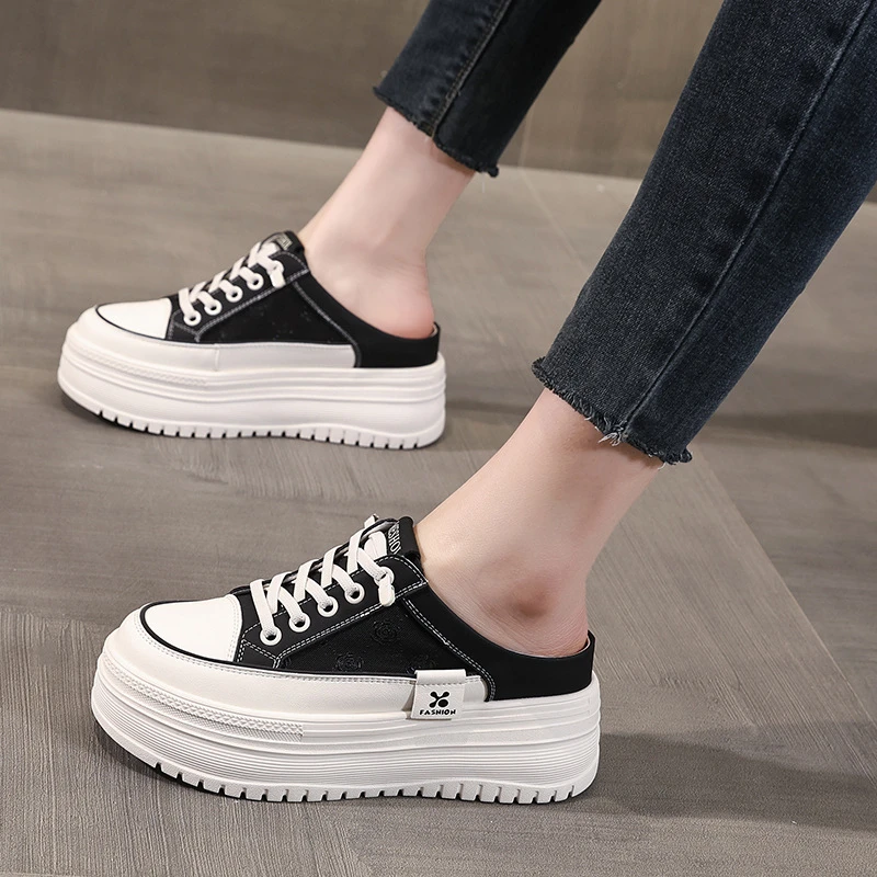 

Breathable Perforated Genuine Leather Platform White Sneakers For Women 2026 Spring New Contrast Tan Heel Tab Lace Up Round Toe