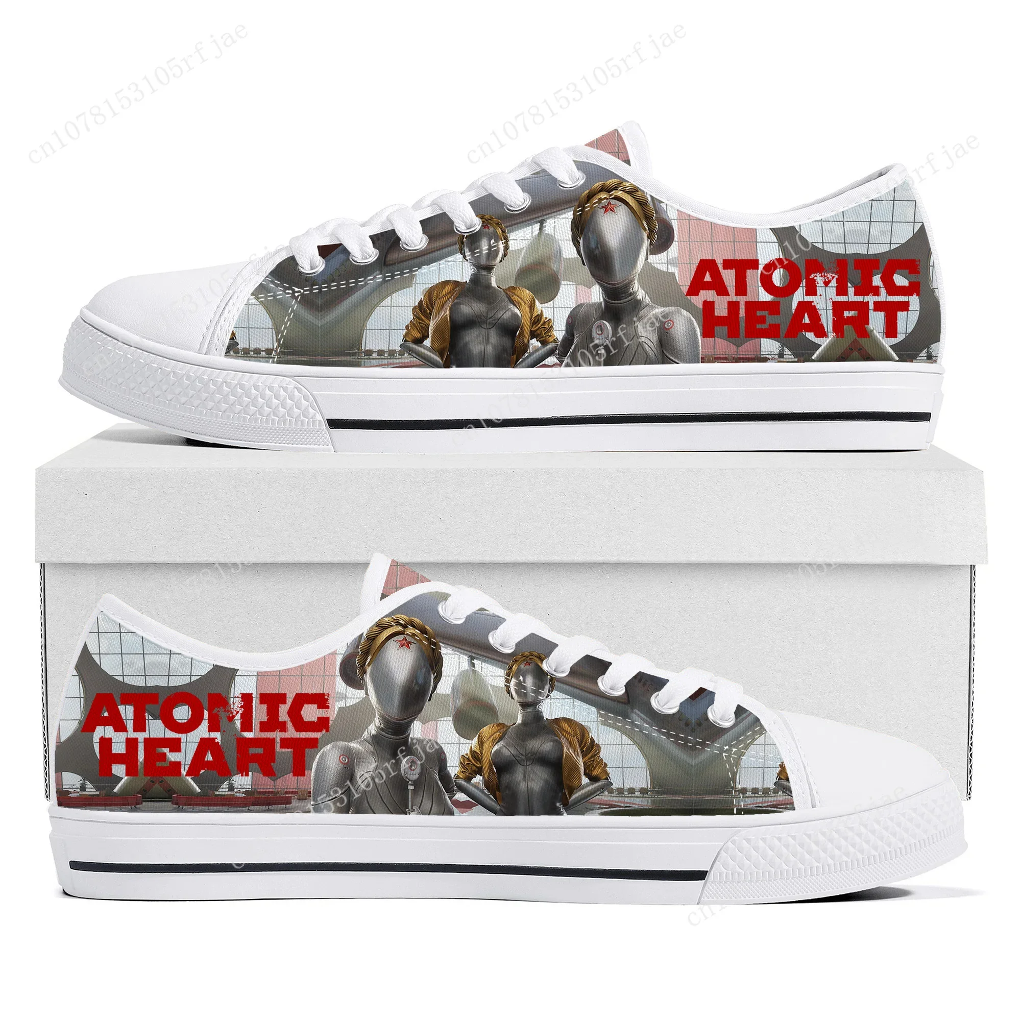 

Atomic Heart Low Top Sneakers Cartoon Game Womens Mens Teenager High Quality Canvas Sneaker Couple Fashion Custom Built Shoes