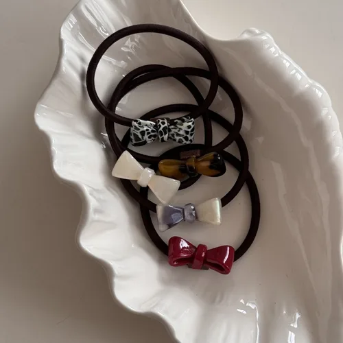 Imagen 2 del producto Horquilla pequeña coreana con lazo de ácido acético, banda de goma básica, cuerda para el cabello de alta elasticidad, accesorios para el cabello versátiles para uso diario, banda para el cabello