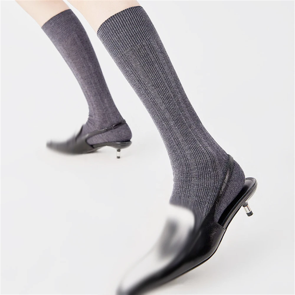 1 pair Autumn Winter Casual Wool Calf Socks Female New Warmth Thick Wine Red Stockings Ladies Soft Comfortable Long Tube Socks