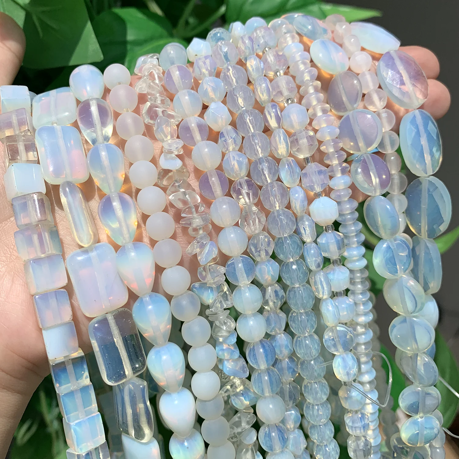 Natural Opal Crystal Quartz Stone Beads Round Faceted Matte Irregular Opalite Sapcer Bead For Jewelry Making DIY Women Bracelet